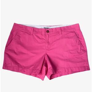 Old Navy Hot Pink Chino Shorts Size 14 Cotton Stretch Casual Summer Preppy